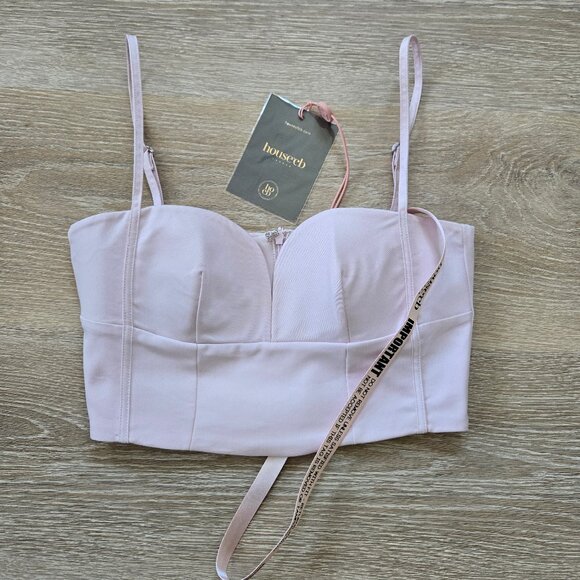 NWT HOUSE OF CB Pabla Plunge Neck Crop Top Small Ballet Slipper New With Tags - Picture 14 of 16